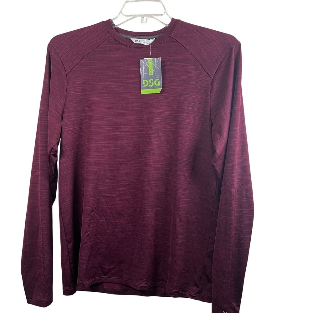DSG Mens Training Shirt Sz S Movement LS Crew Team Burgundy Single Dye Small no2